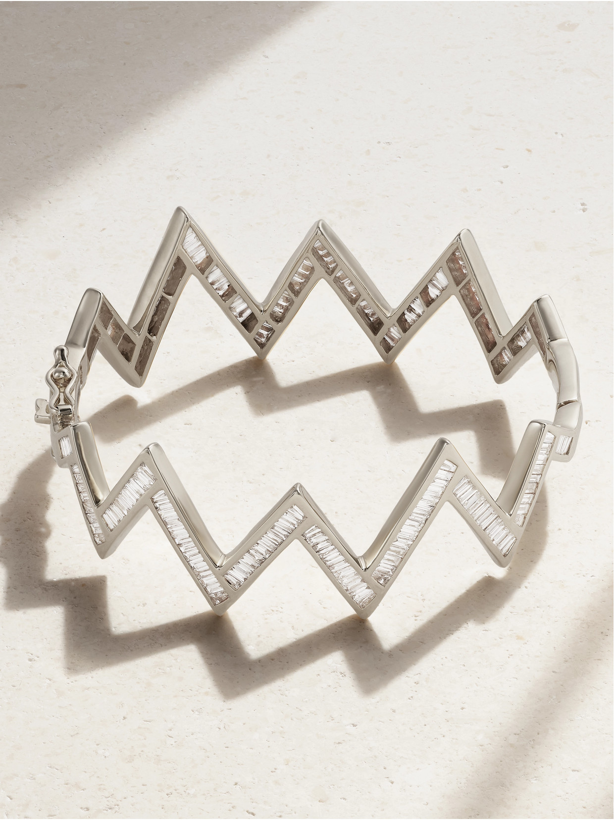Kolours Jewelry Zig Zag 14-karat White Gold Diamond Bracelet