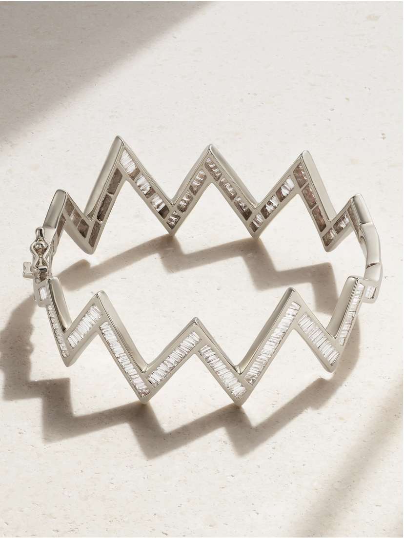 KOLOURS JEWELRY Zig Zag 14-karat White Gold Diamond Bracelet
