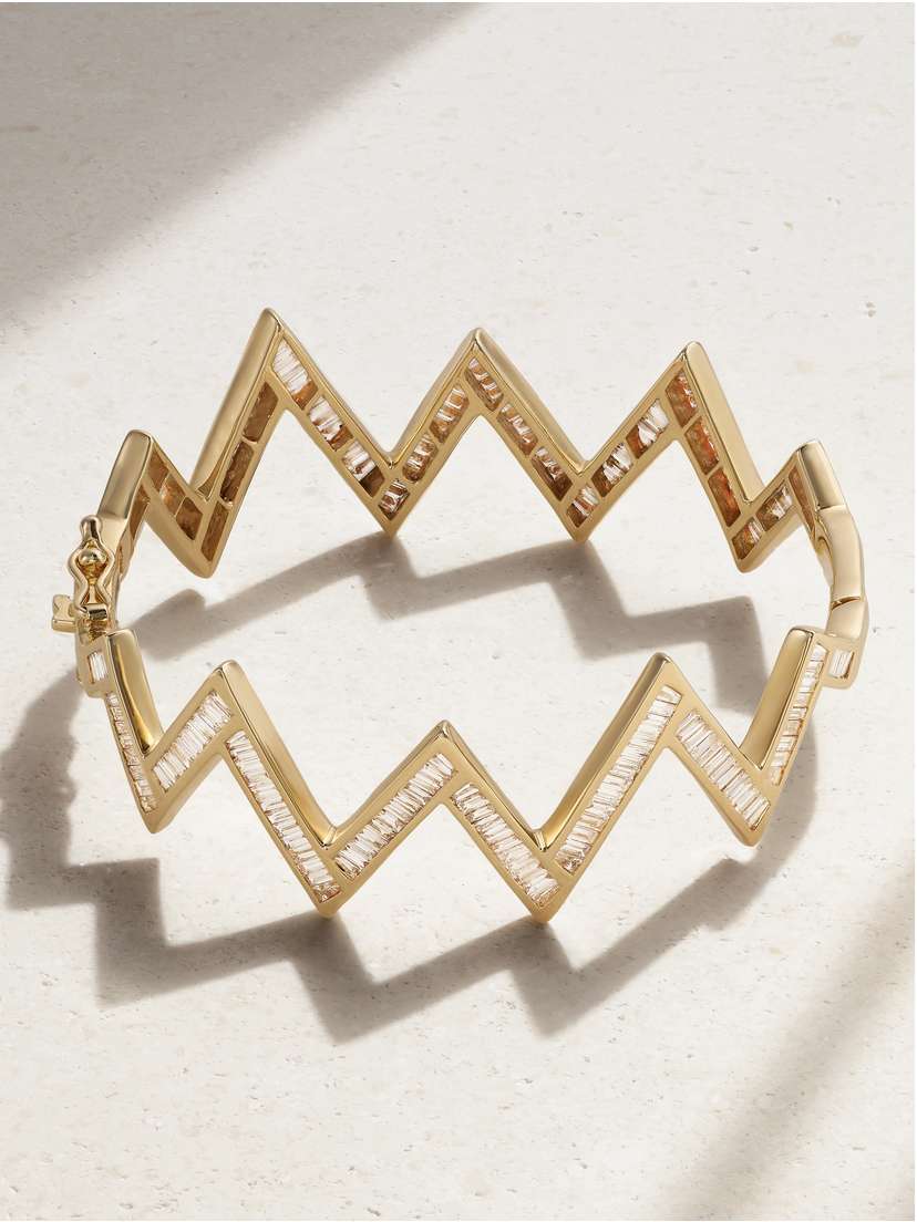 KOLOURS JEWELRY Zig Zag 14-karat Gold Diamond Bracelet