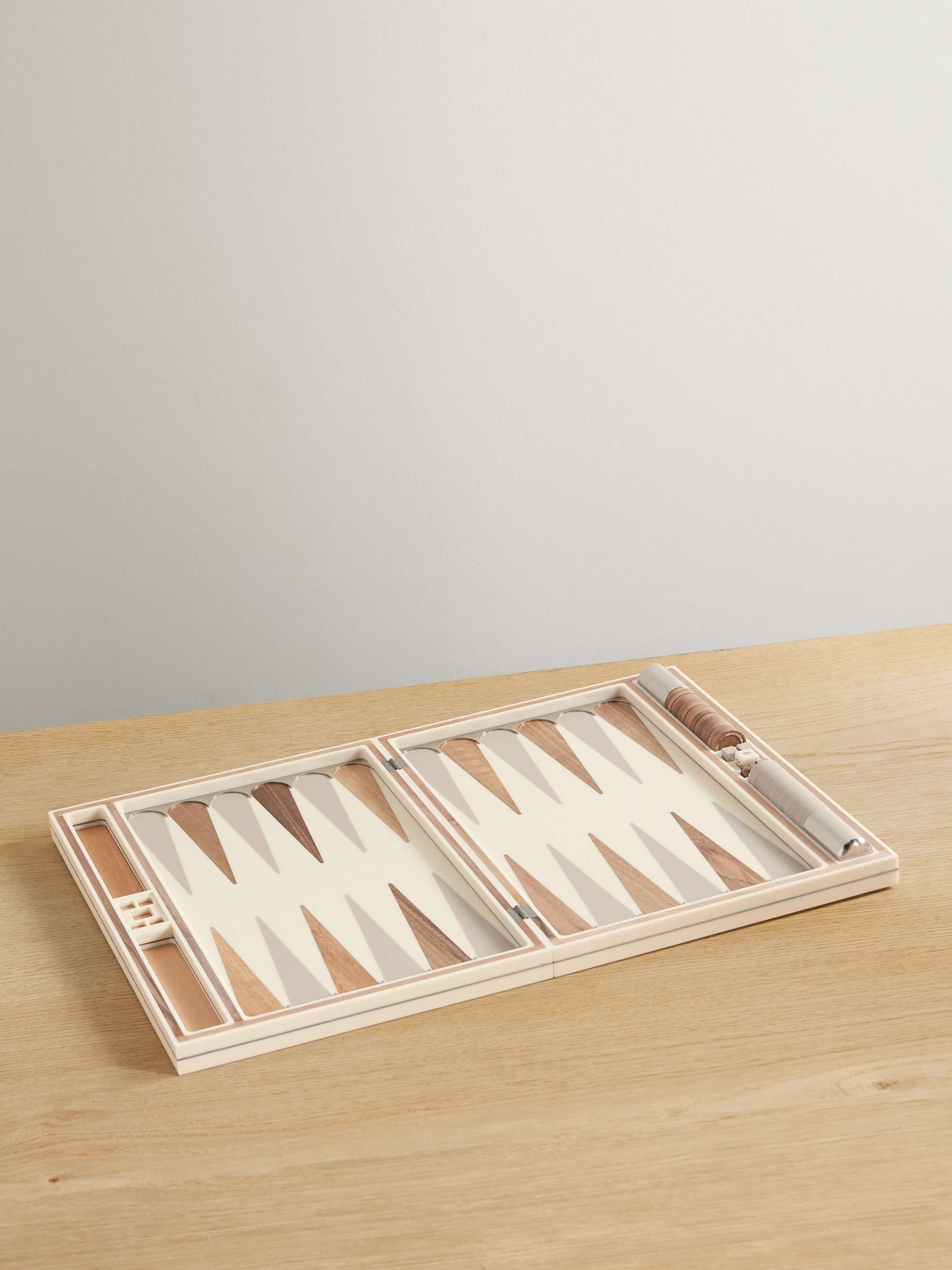 BRUNELLO CUCINELLI Walnut wood, Krion and stainless steel Backgammon set