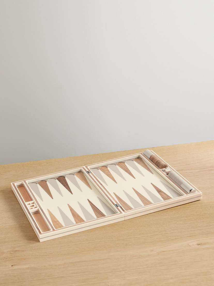 Brunello Cucinelli Walnut Wood, Krion And Stainless Steel Backgammon Set