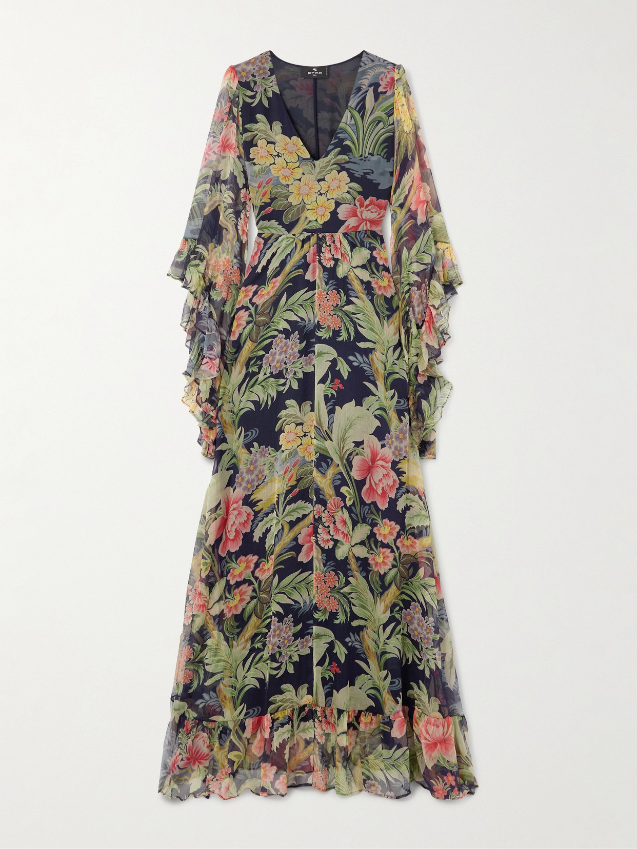 Etro Floral-print Tiered Silk-chiffon Maxi Dress In Multi