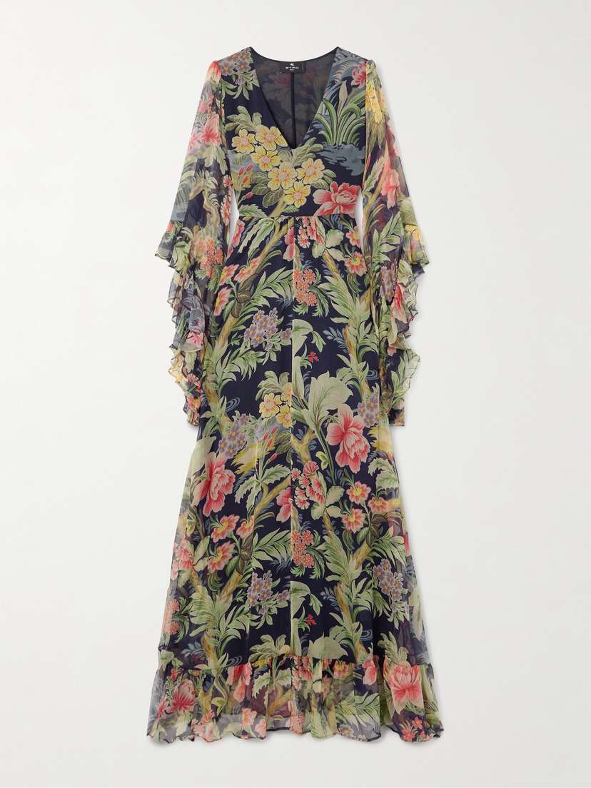 Etro Floral-print Tiered Silk-chiffon Maxi Dress