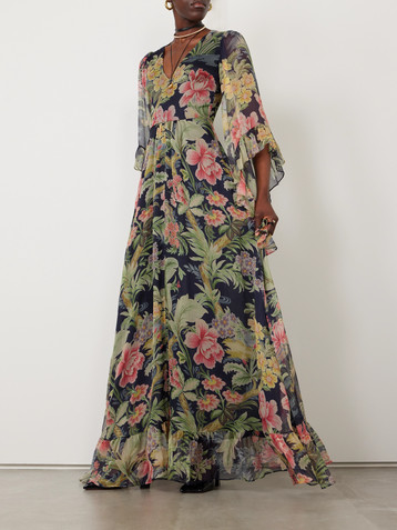 Etro Floral-print tiered silk-chiffon maxi dress
