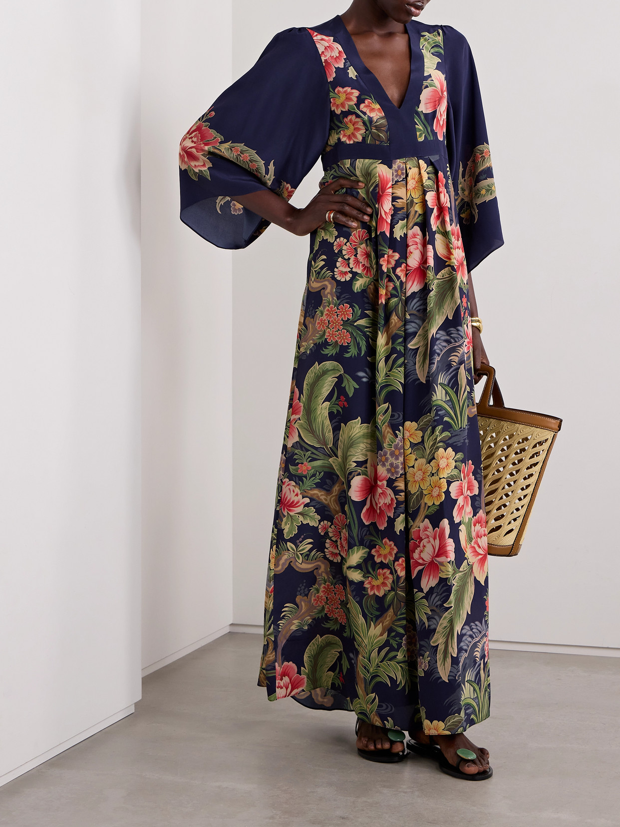 Etro Printed Silk-crepe Maxi Dress In Multi