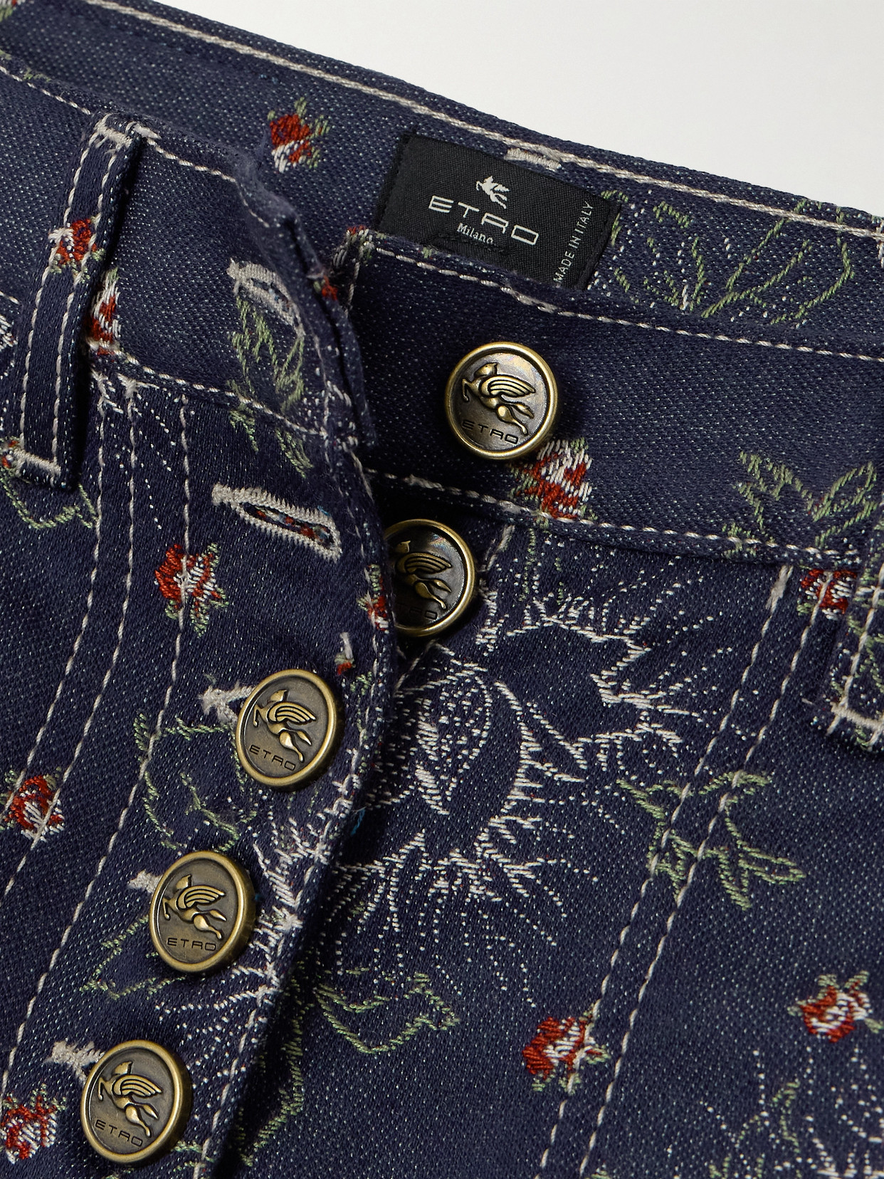 Etro Denim-jacquard High-rise Flared Jeans In Blue