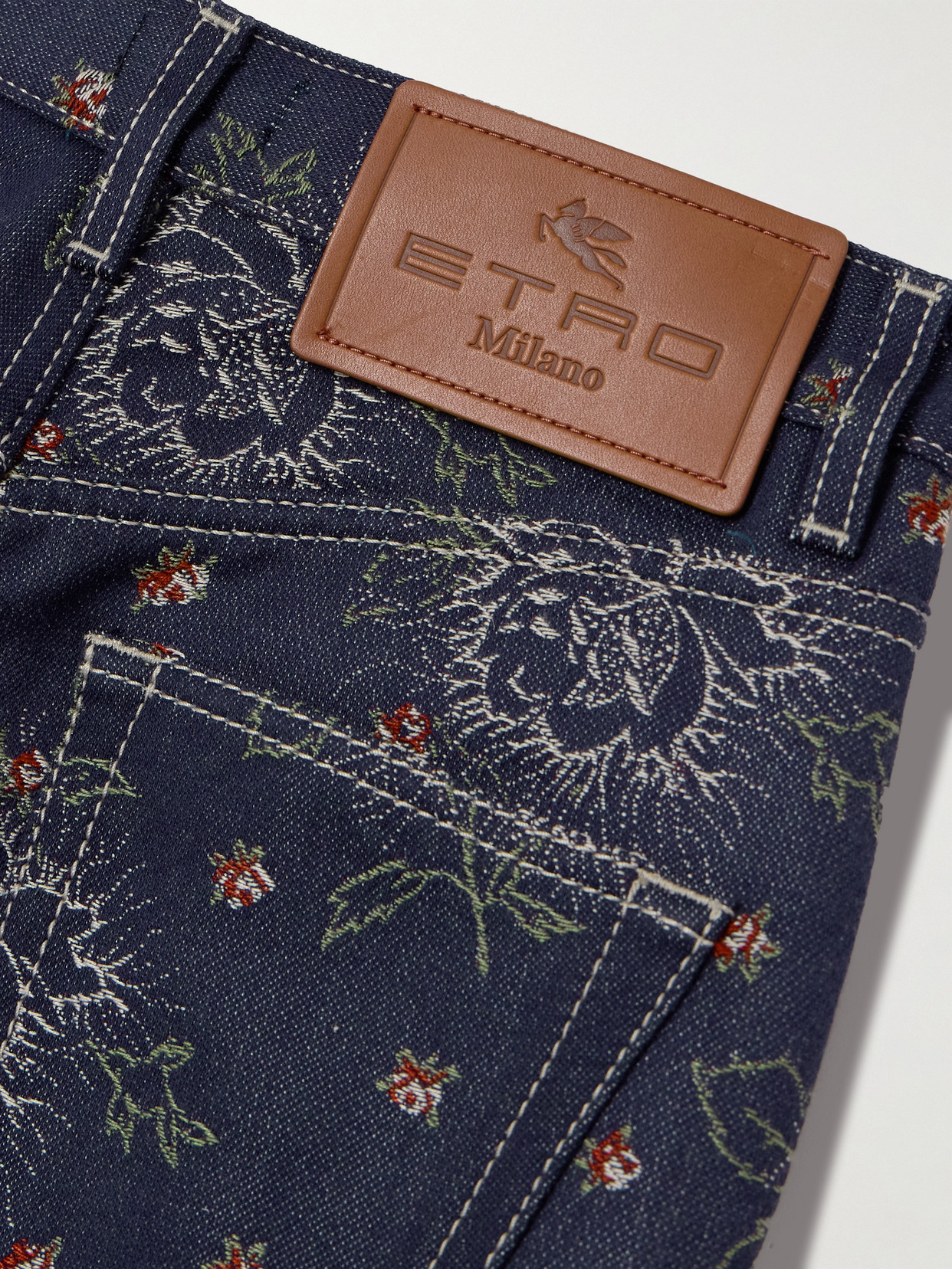 Etro Denim-jacquard High-rise Flared Jeans In Blue