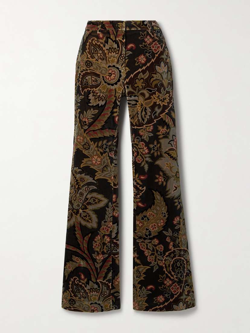 Etro Paisley-print Cotton-blend Velvet Flared Pants