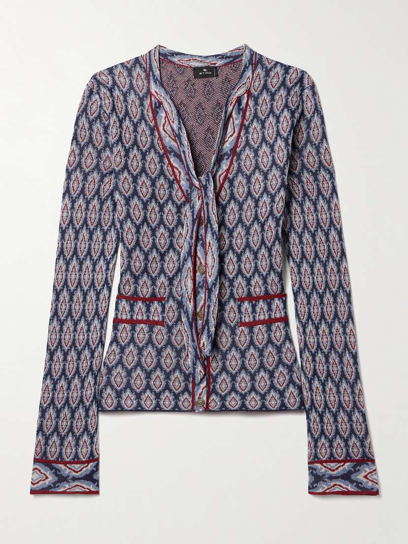 Etro Tie-neck Jacquard-knit Cardigan