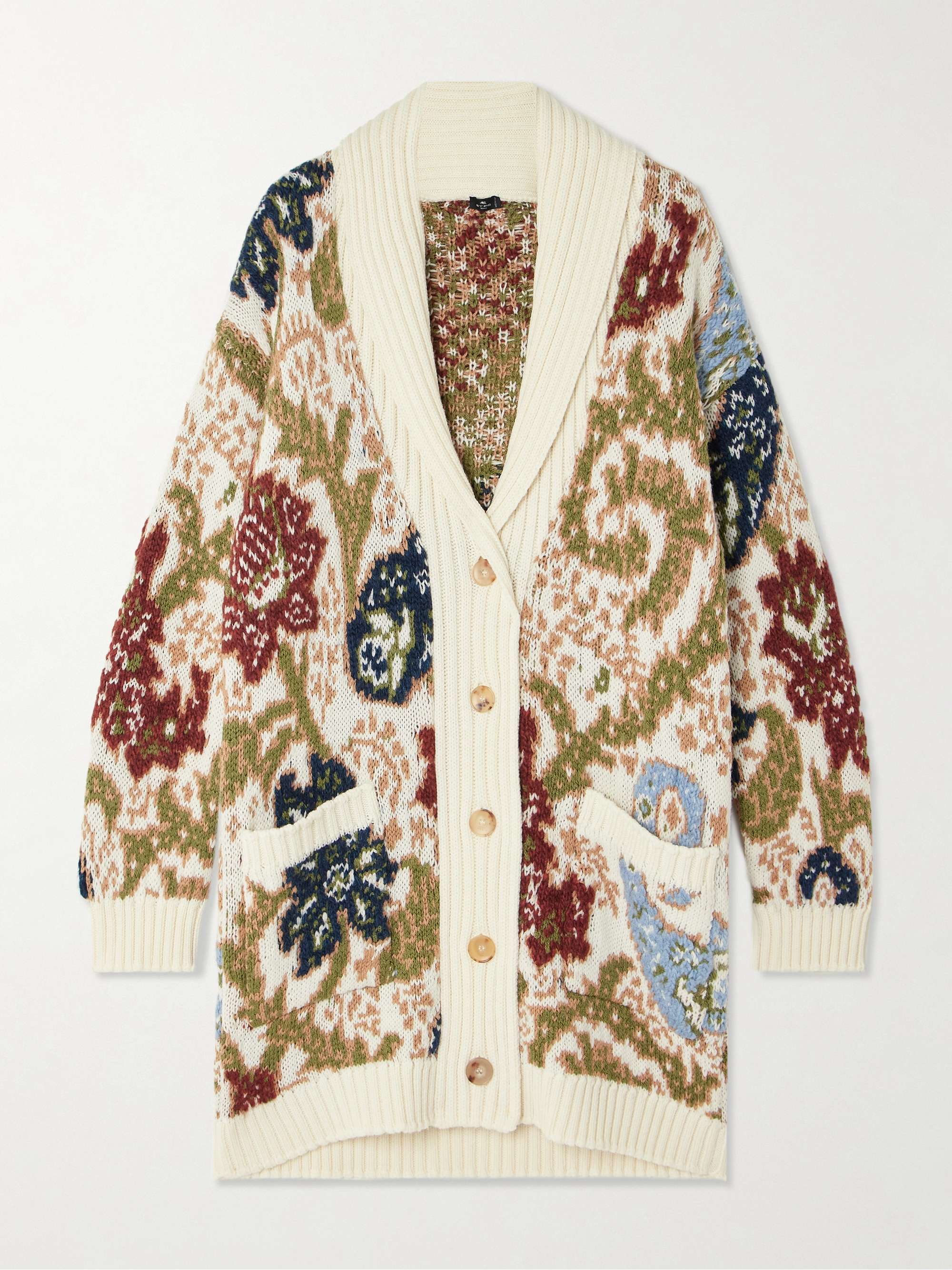ETRO Oversized jacquard knit wool blend cardigan NET A PORTER
