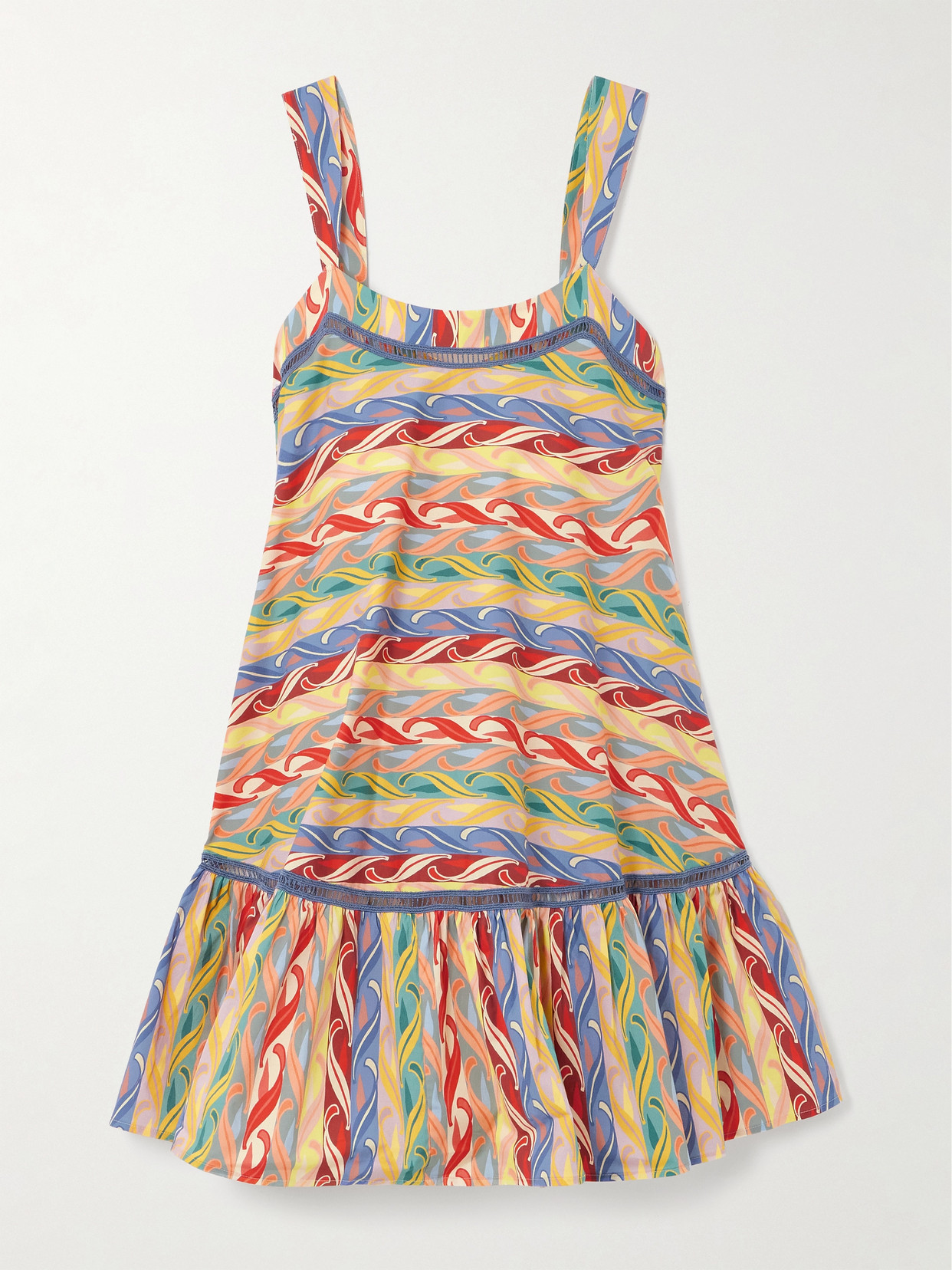 Etro - Embroidered Tiered Printed Cotton-blend Poplin Mini Dress - Multi