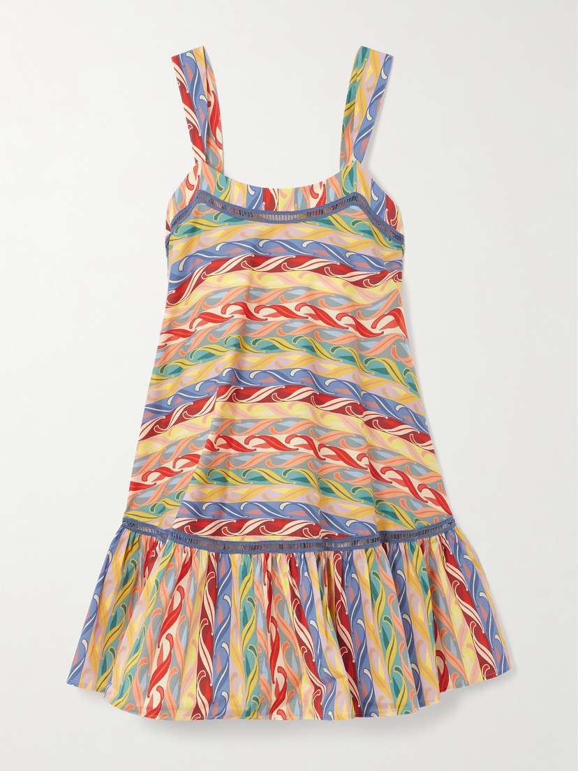 Etro Embroidered Tiered Printed Cotton-blend Poplin Mini Dress