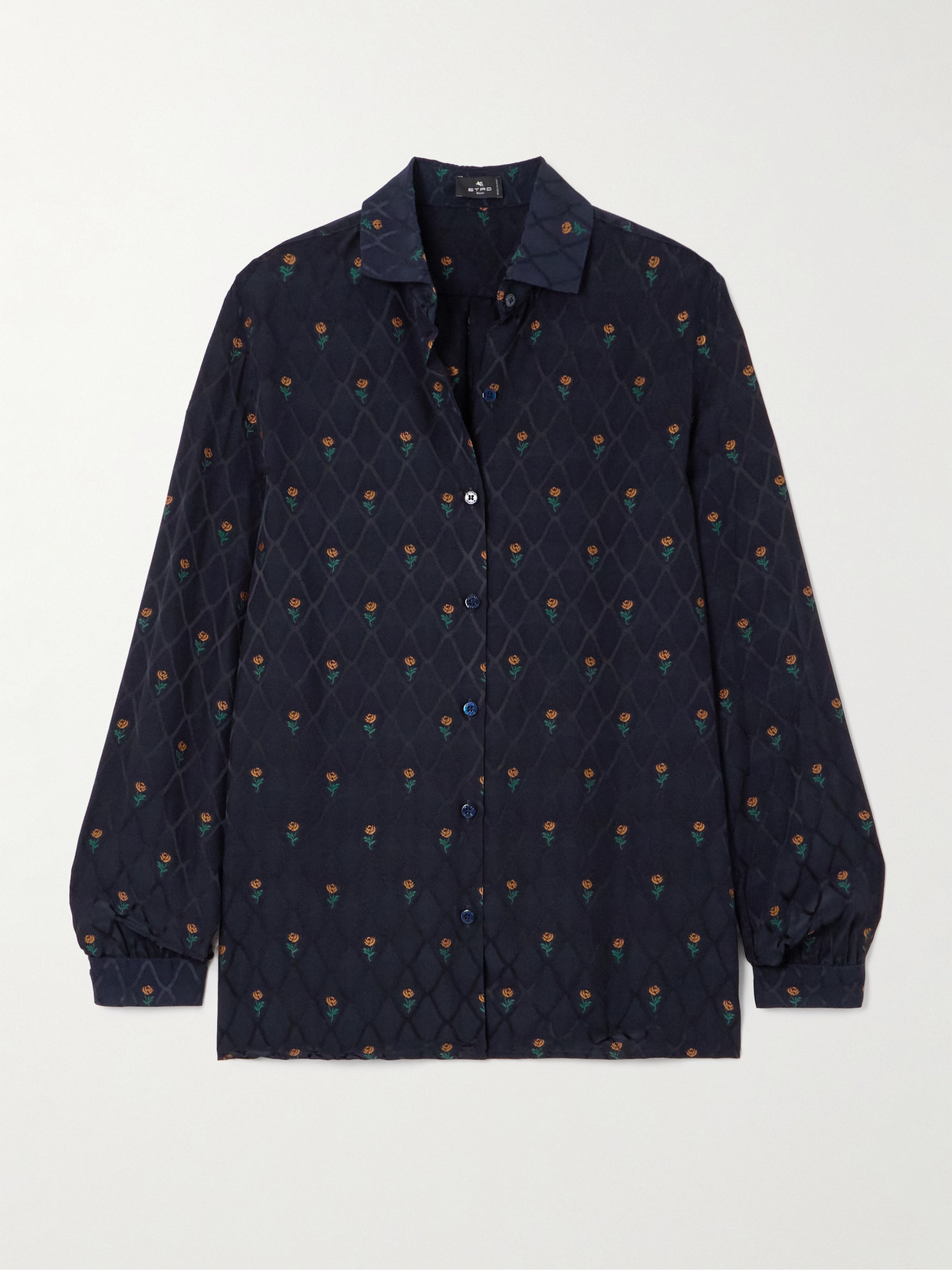 Etro - Embroidered Jacquard Shirt - Blue