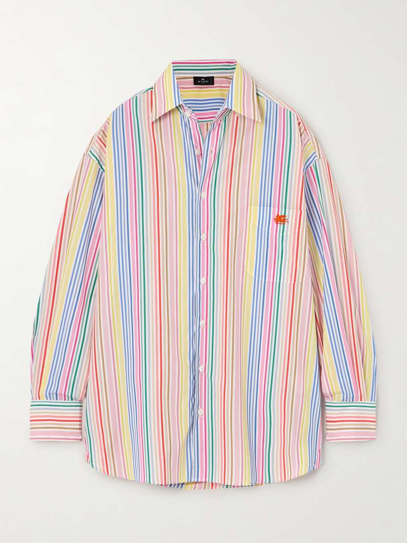 Etro Logo-embroidered Striped Cotton-poplin Shirt - IT36