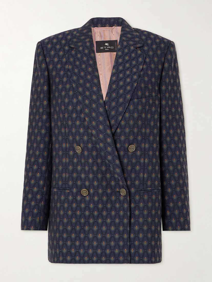 Etro Double-breasted Wool And Cotton-blend Jacquard Blazer