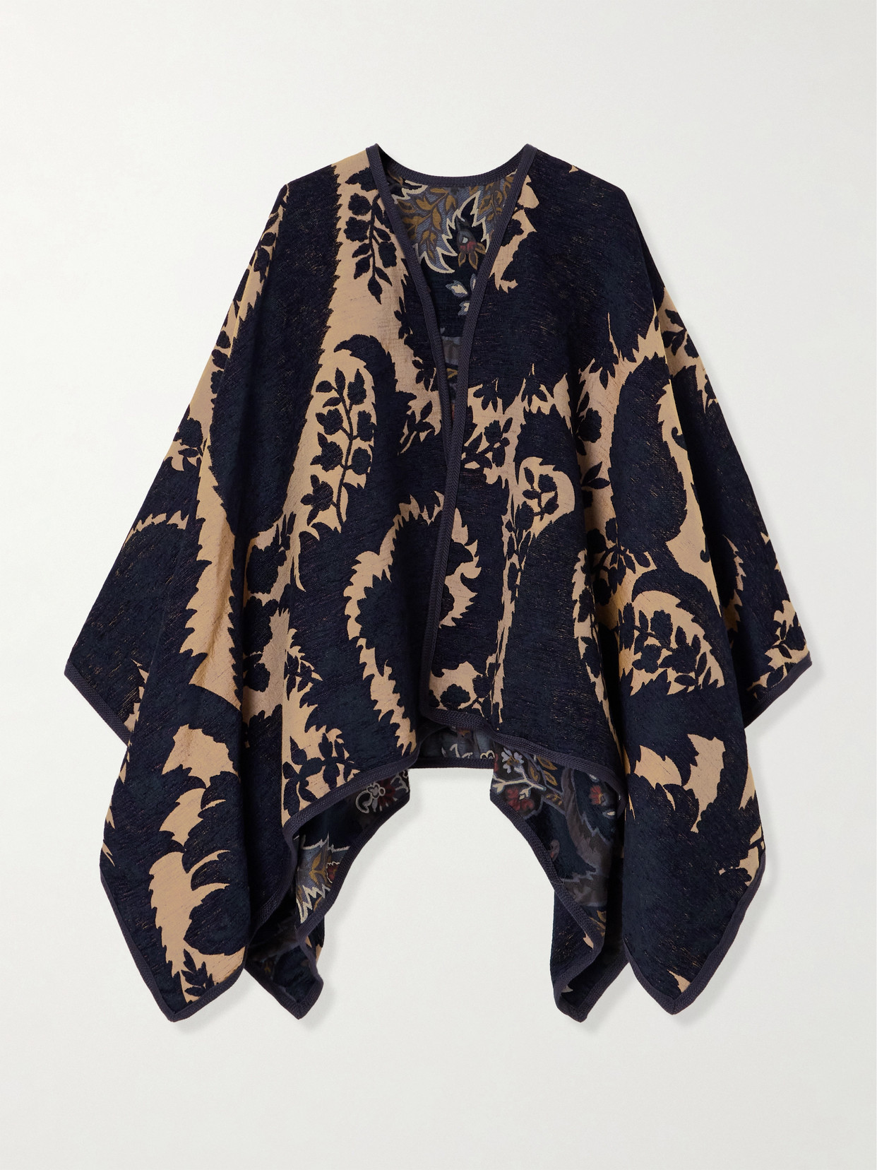 Etro Reversible Embroidered Canvas Cape In Multi