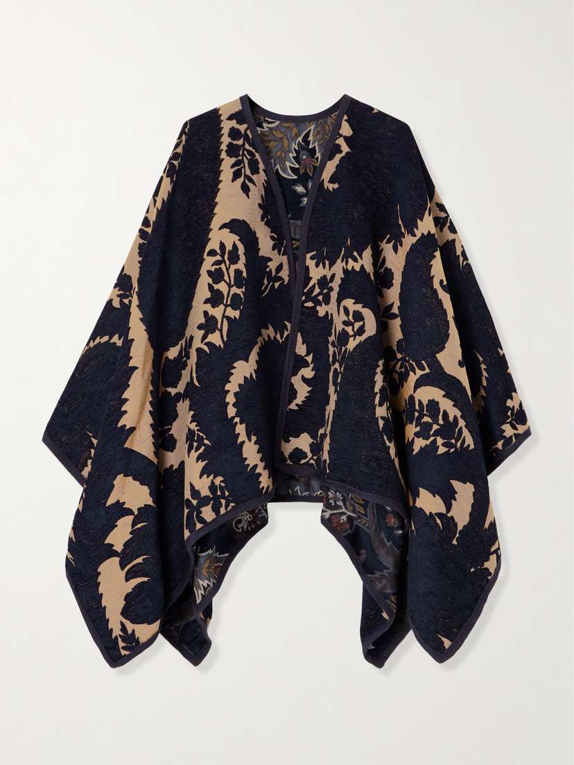 Etro Reversible Embroidered Canvas Cape