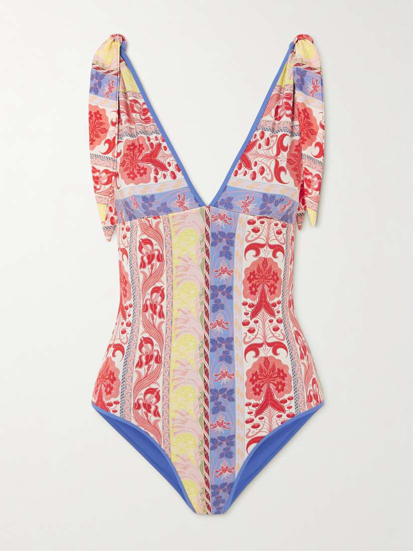 Etro Tie-detailed Printed Swimsuit