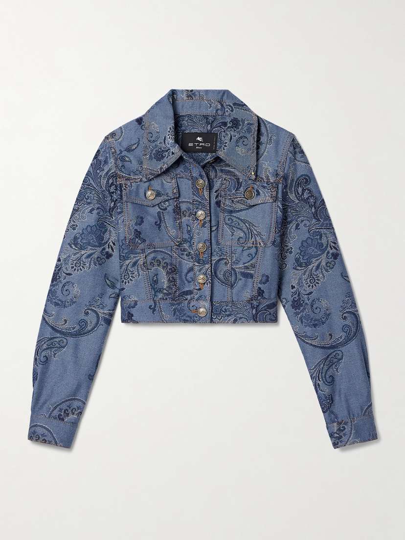 Etro Cropped Denim-jacquard Jacket