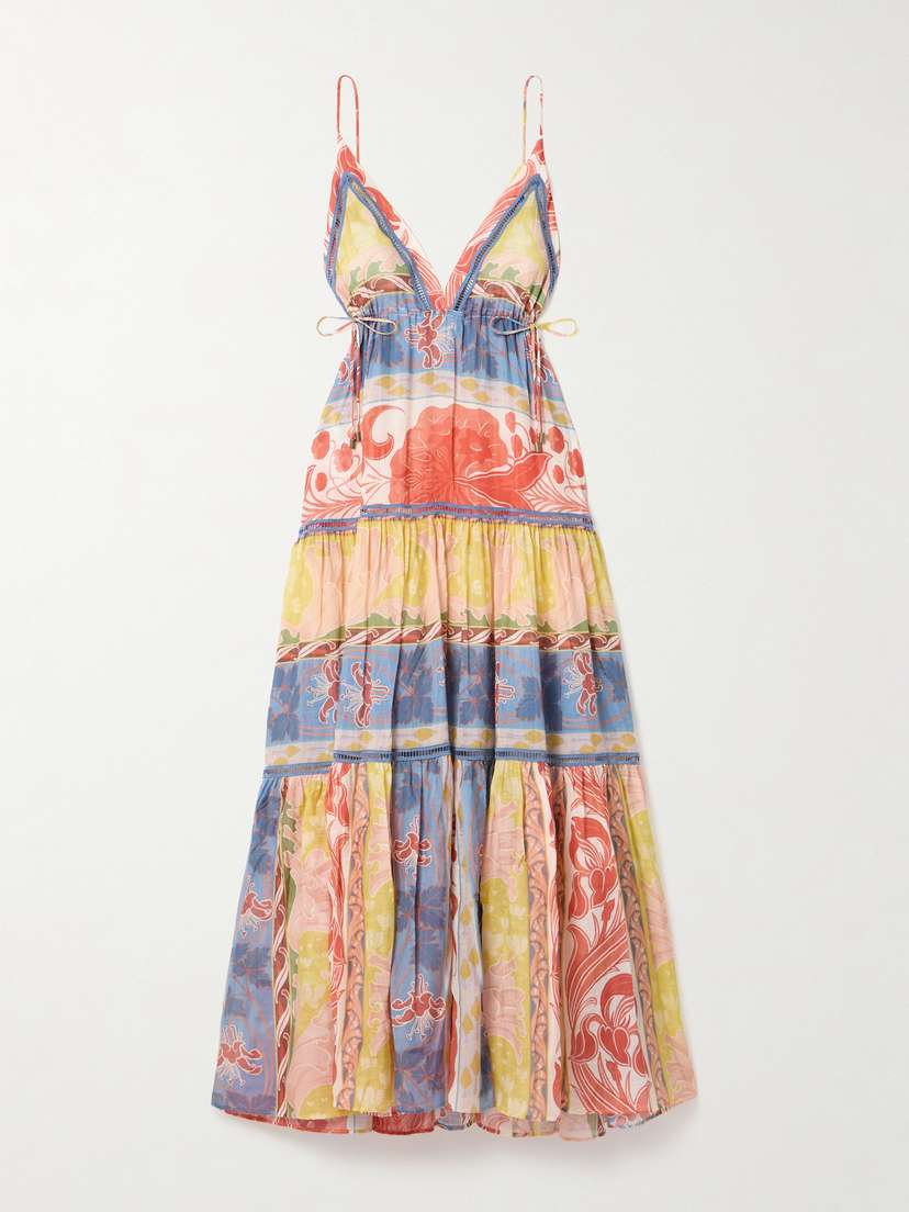 Etro Tiered Crochet-trimmed Printed Cotton And Silk-blend Voile Maxi Dress
