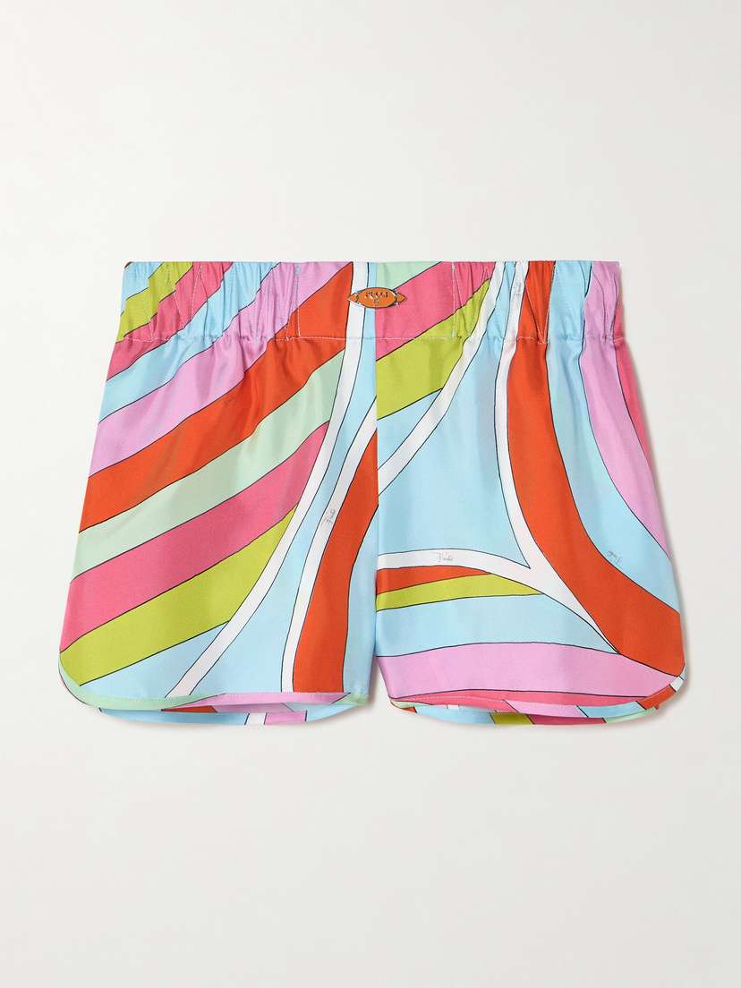 PUCCI Embellished Printed Silk Satin-twill Shorts