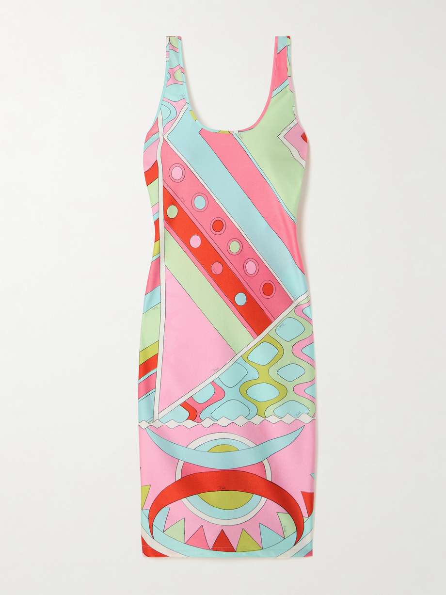 printed satin-jersey dress
