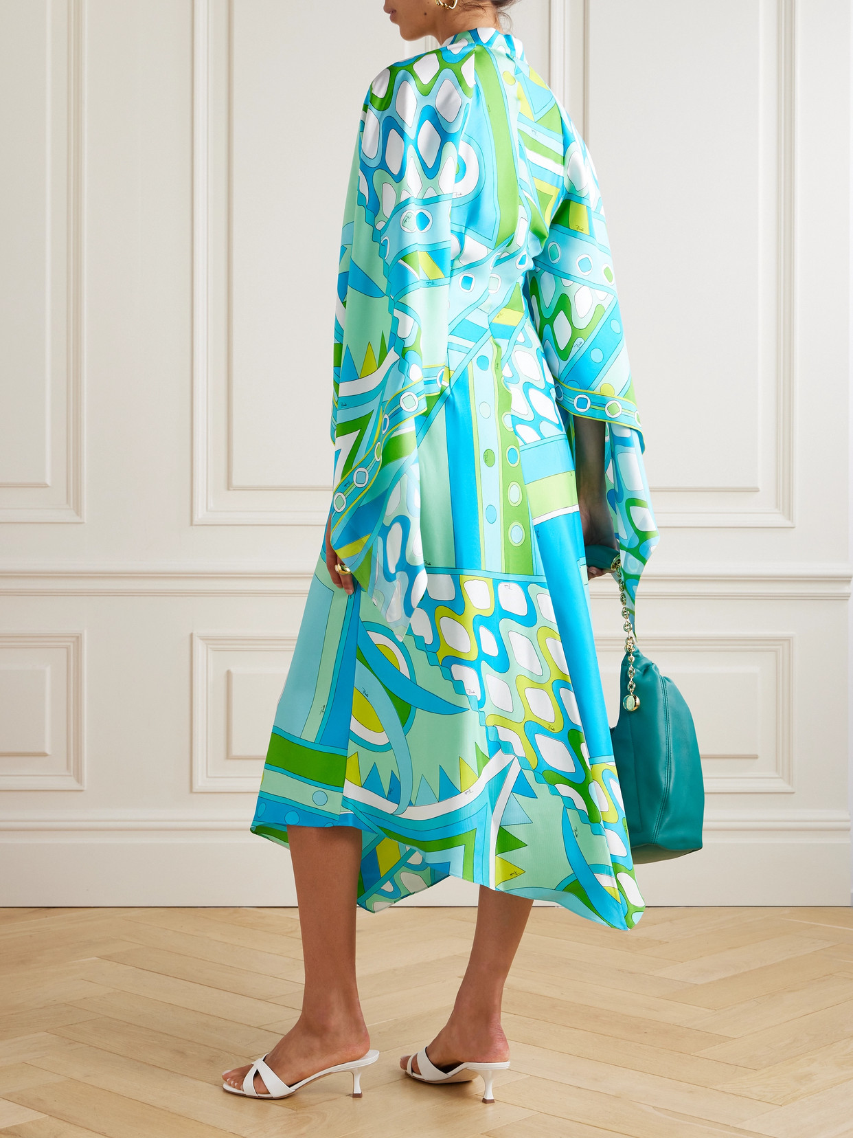 Pucci Printed Silk-twill Kaftan In Blue