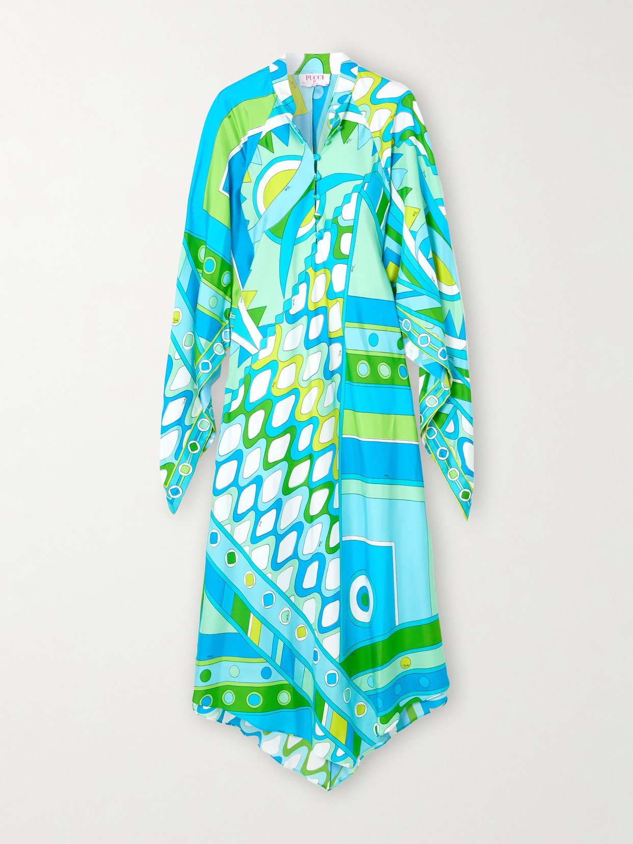 Pucci Printed Silk-twill Kaftan In Blue