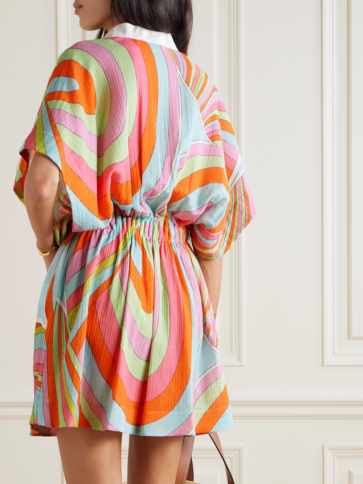 Pucci Wrap-effect Printed Cotton Crepon Mini Dress In Pink