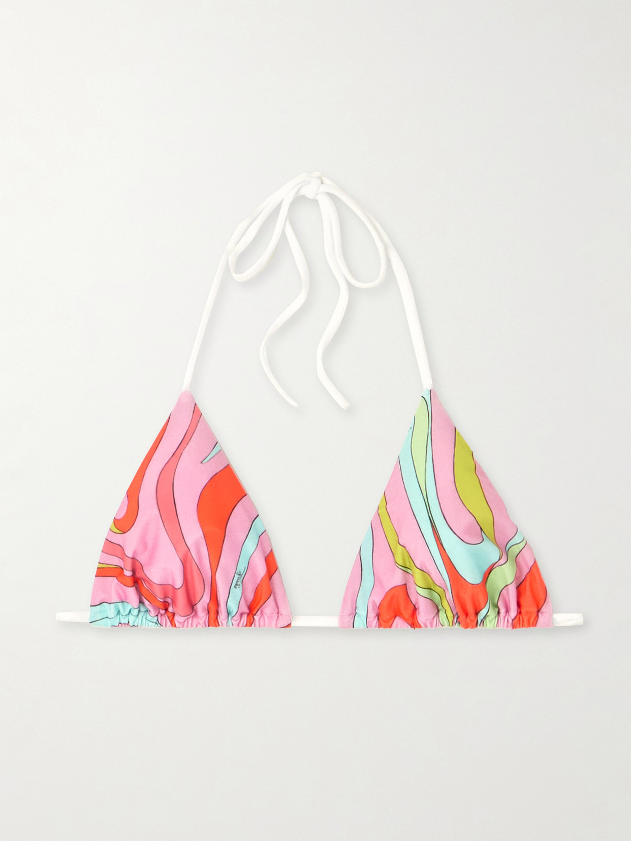 Pucci Marmo-print Triangle Bikini Top In Pink