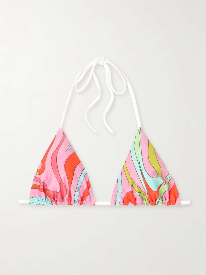 PUCCI Marmo Printed Triangle Bikini Top
