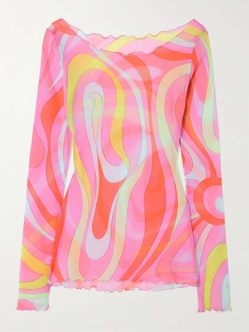 PUCCI Printed Stretch-tulle Top - IT38