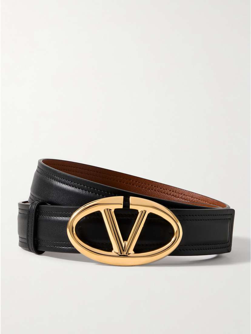 Valentino Garavani Vlogo Reversible Leather Belt