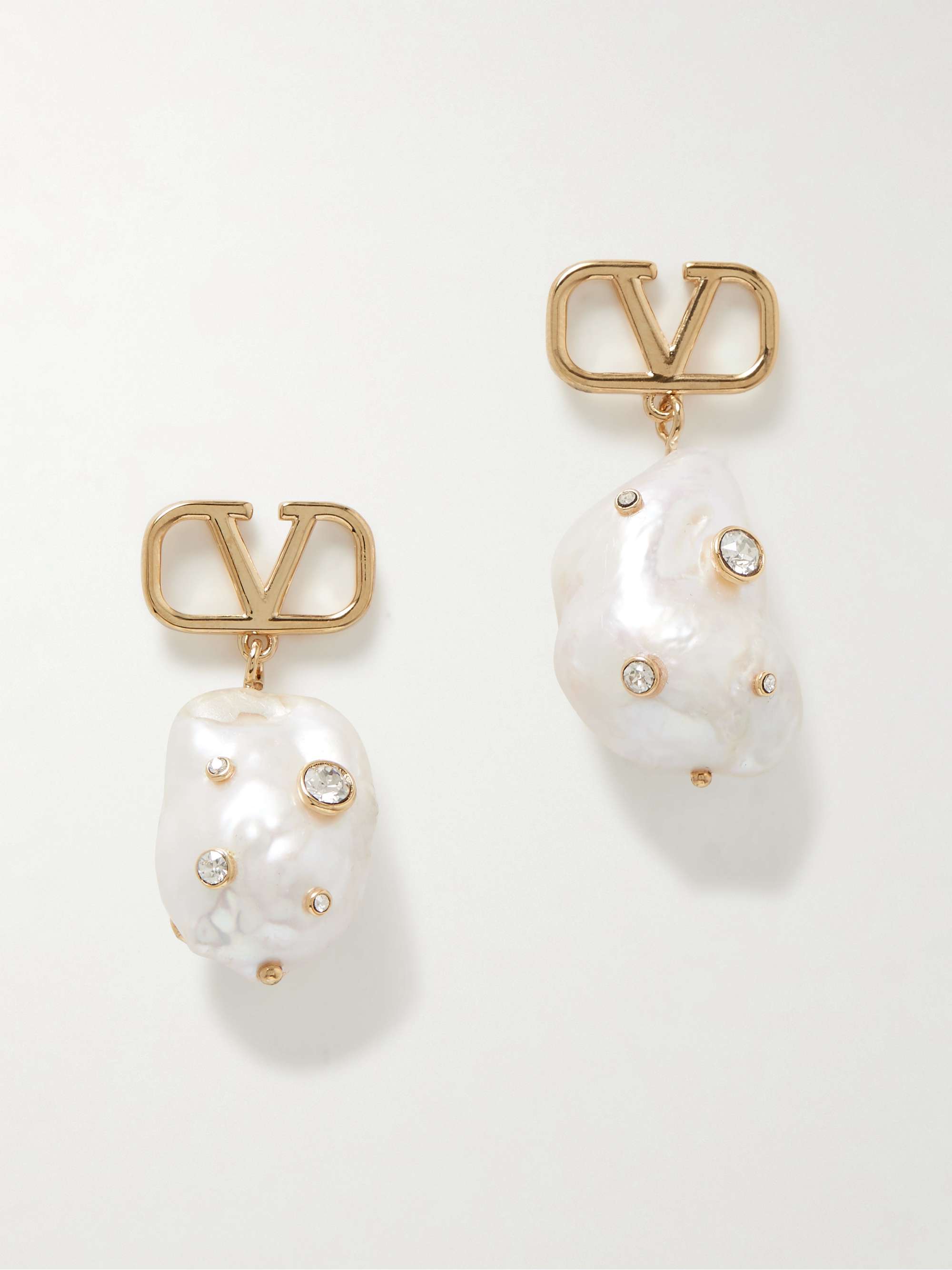 VALENTINO GARAVANI VLOGO gold-tone, crystal and pearl