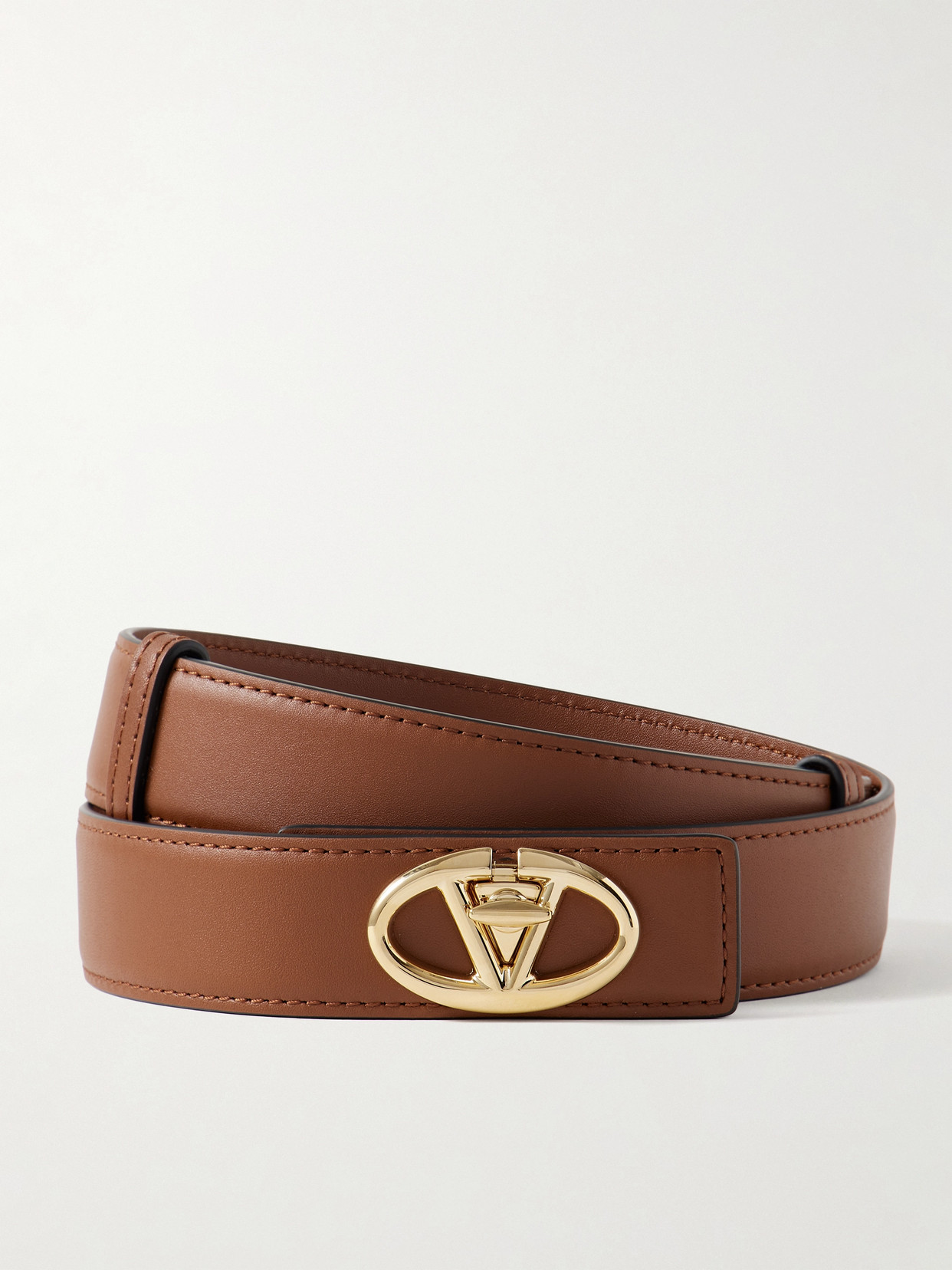 Valentino Garavani - Vlogo Bold Leather Belt - Tan