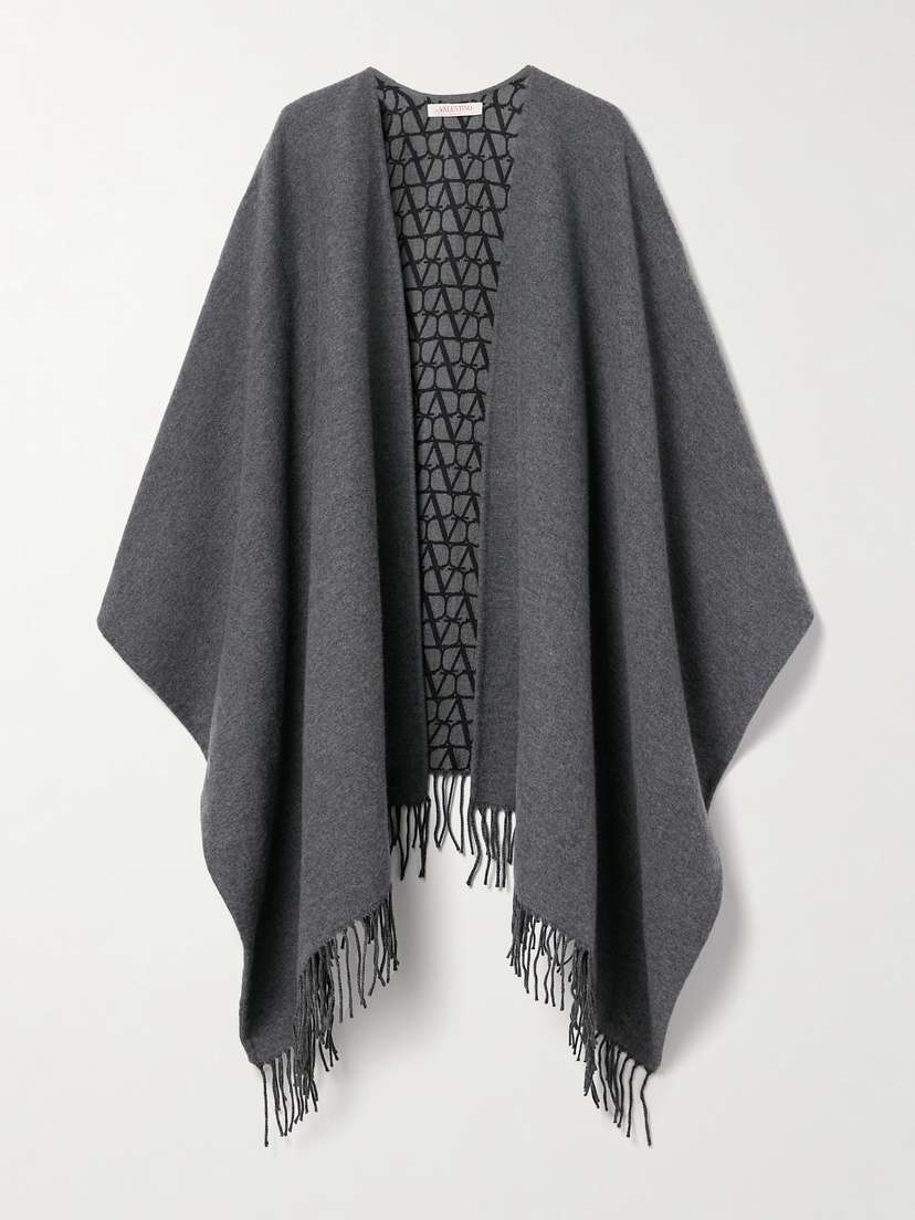 Valentino Garavani Fringed Wool, Silk And Cashmere-blend Poncho