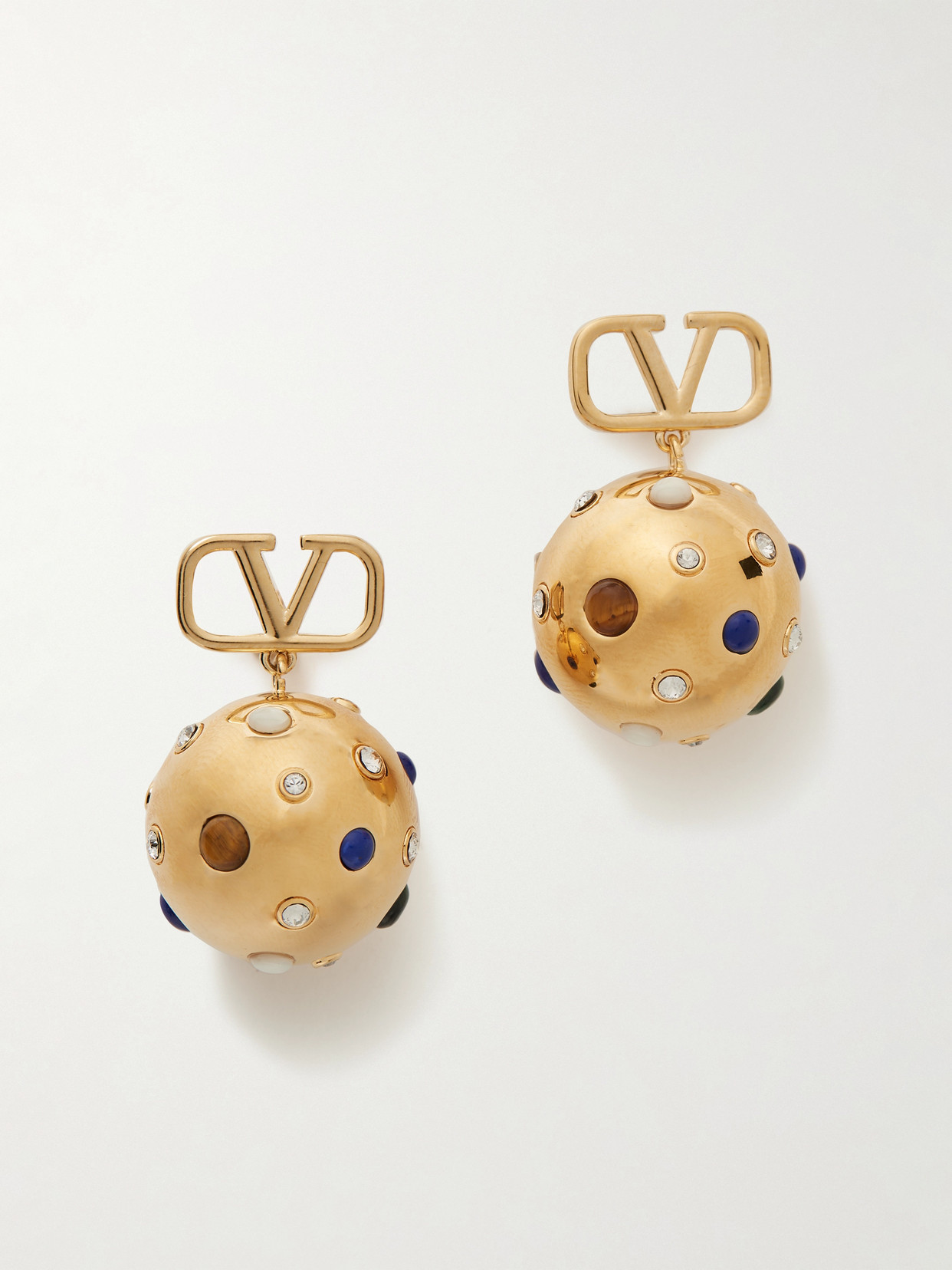 Valentino Garavani Vlogo Gold-tone, Enamel And Crystal Earrings In Unknown