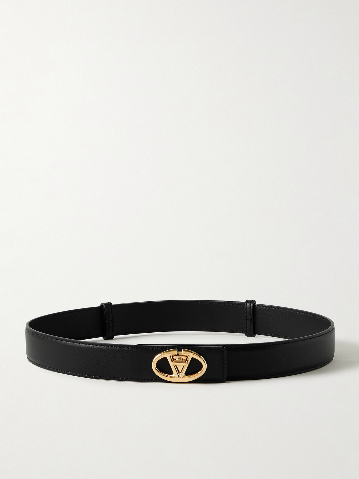 Valentino Garavani Vlogo Leather Belt In Black