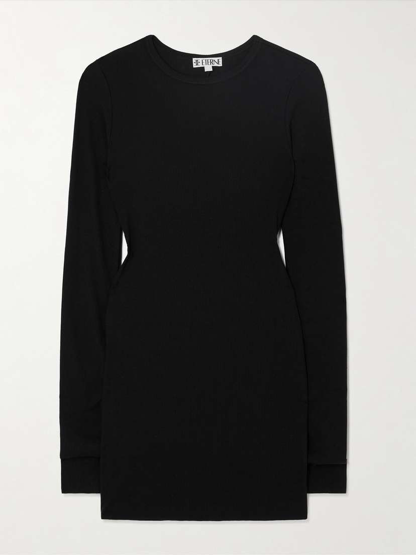 ÉTERNE Ribbed Stretch-jersey Mini Dress