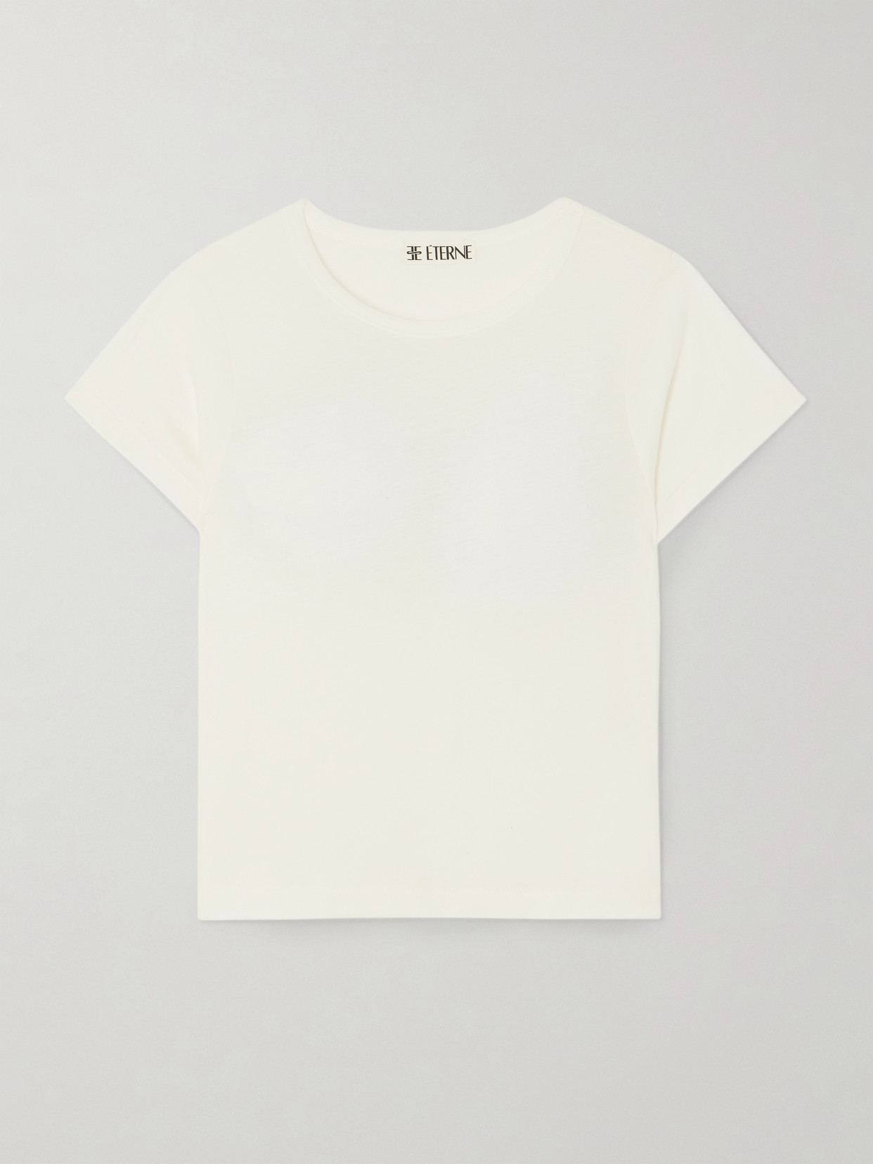 Éterne Cropped Cotton And Modal-blend Jersey T-shirt In Ivory