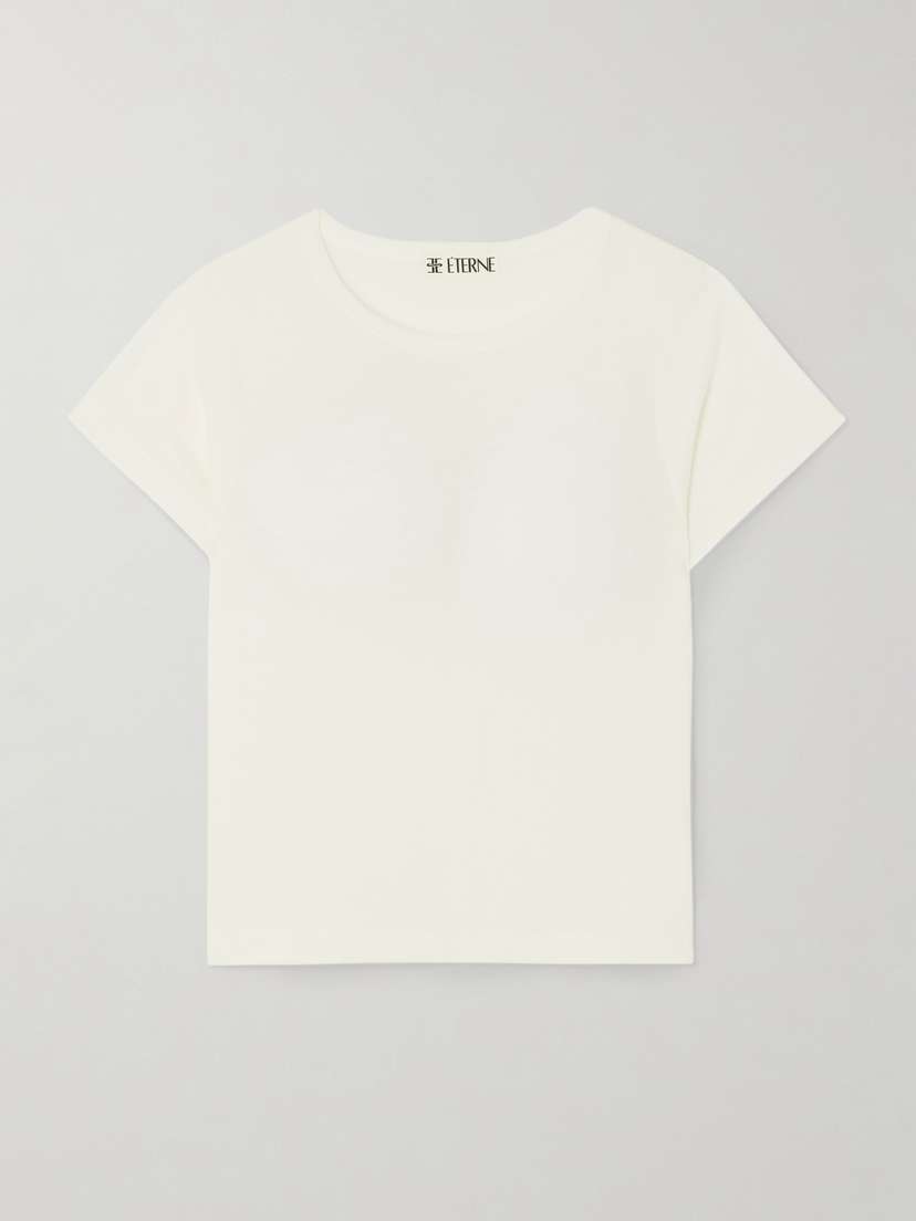 ÉTERNE Short Sleeve Baby Tee Cropped Cotton And Modal-blend Jersey T-shirt