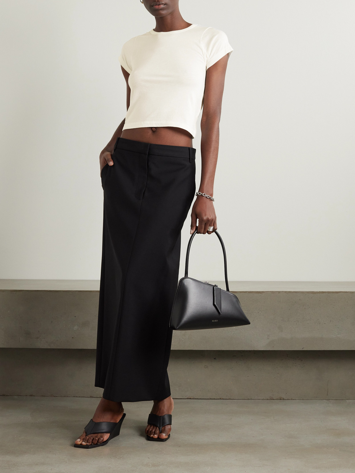 Éterne Cropped Cotton And Modal-blend Jersey T-shirt In Ivory