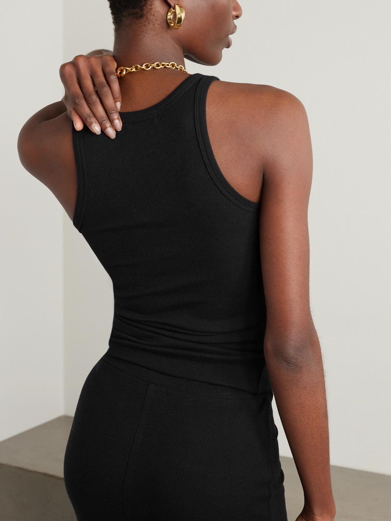 Éterne Ribbed Cotton Tank Top In Black