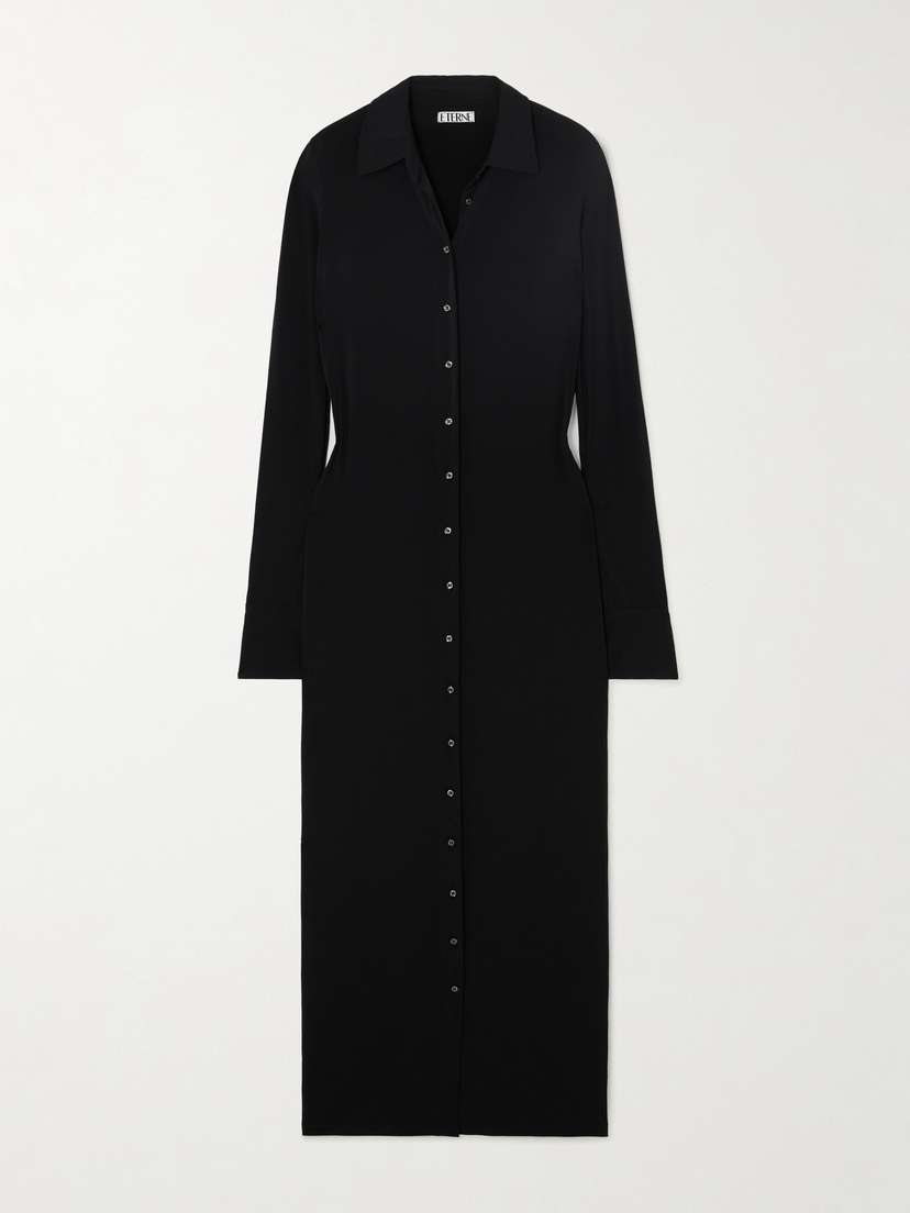 ÉTERNE Georgia Matte-jersey Maxi Shirt Dress