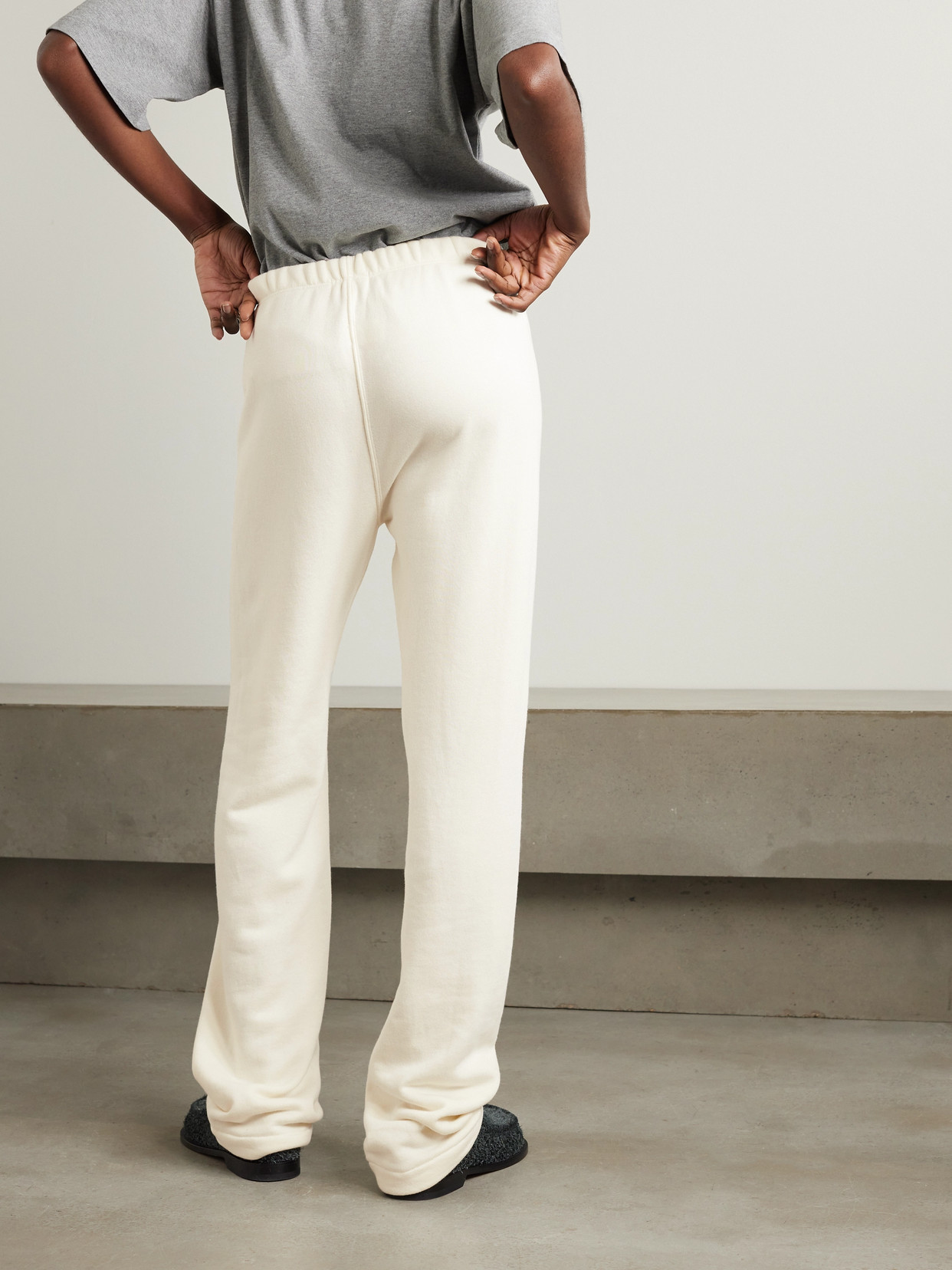 Shop Éterne Cotton And Modal-blend Jersey Straight-leg Sweatpants In Cream