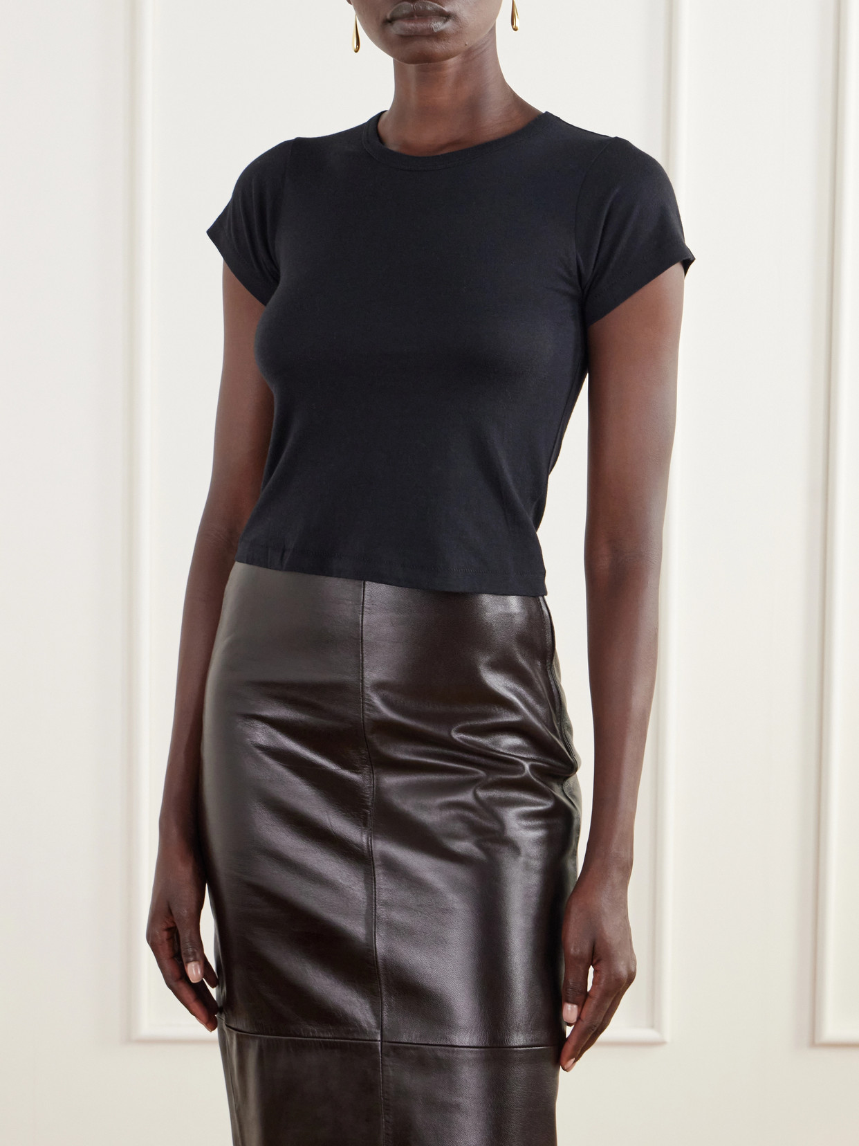 Éterne - Short Sleeve Baby Tee Cropped Cotton And Modal-Blend Jersey T-Shirt
