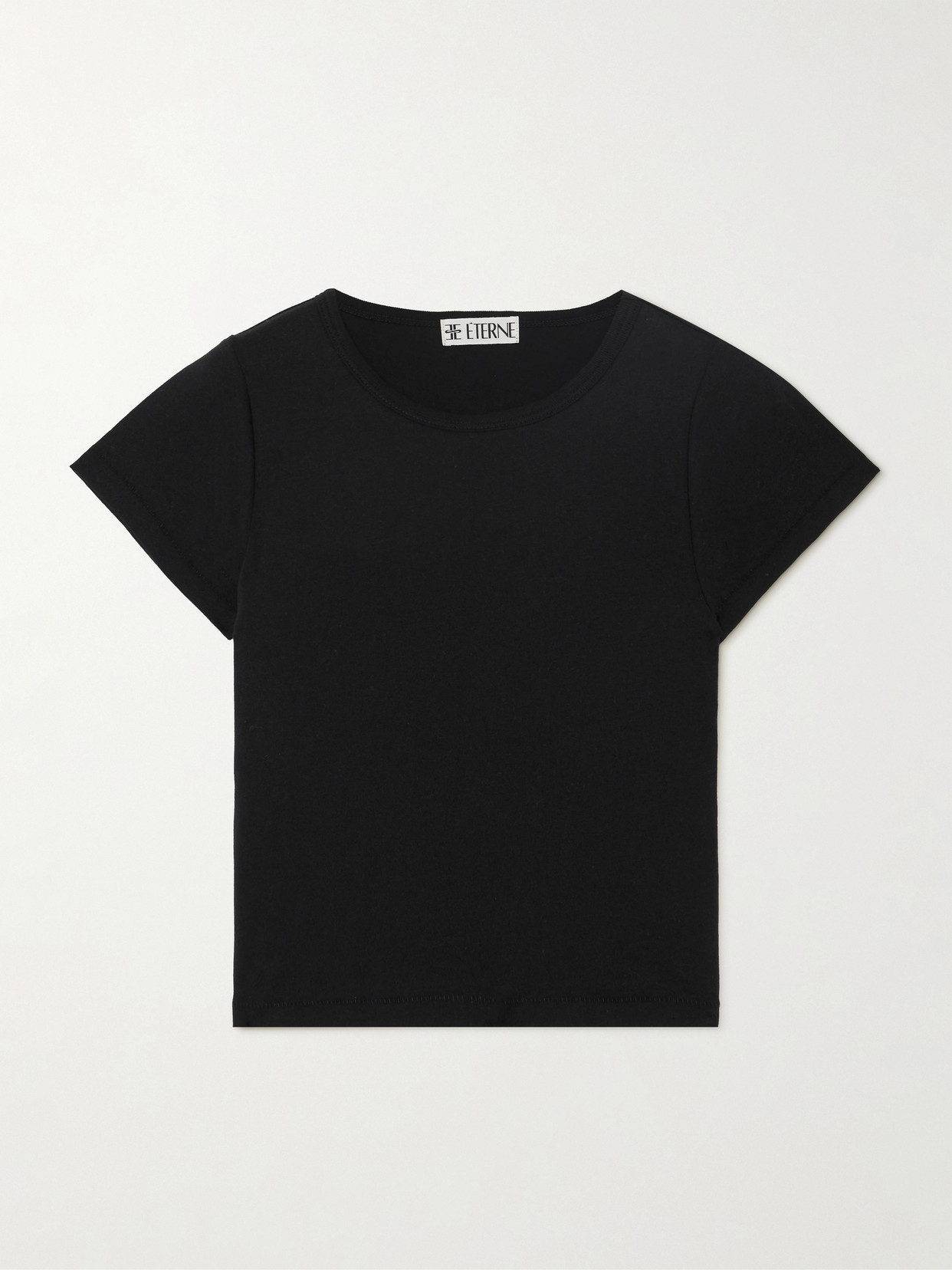 Éterne Cropped Cotton And Modal-blend Jersey T-shirt In Black