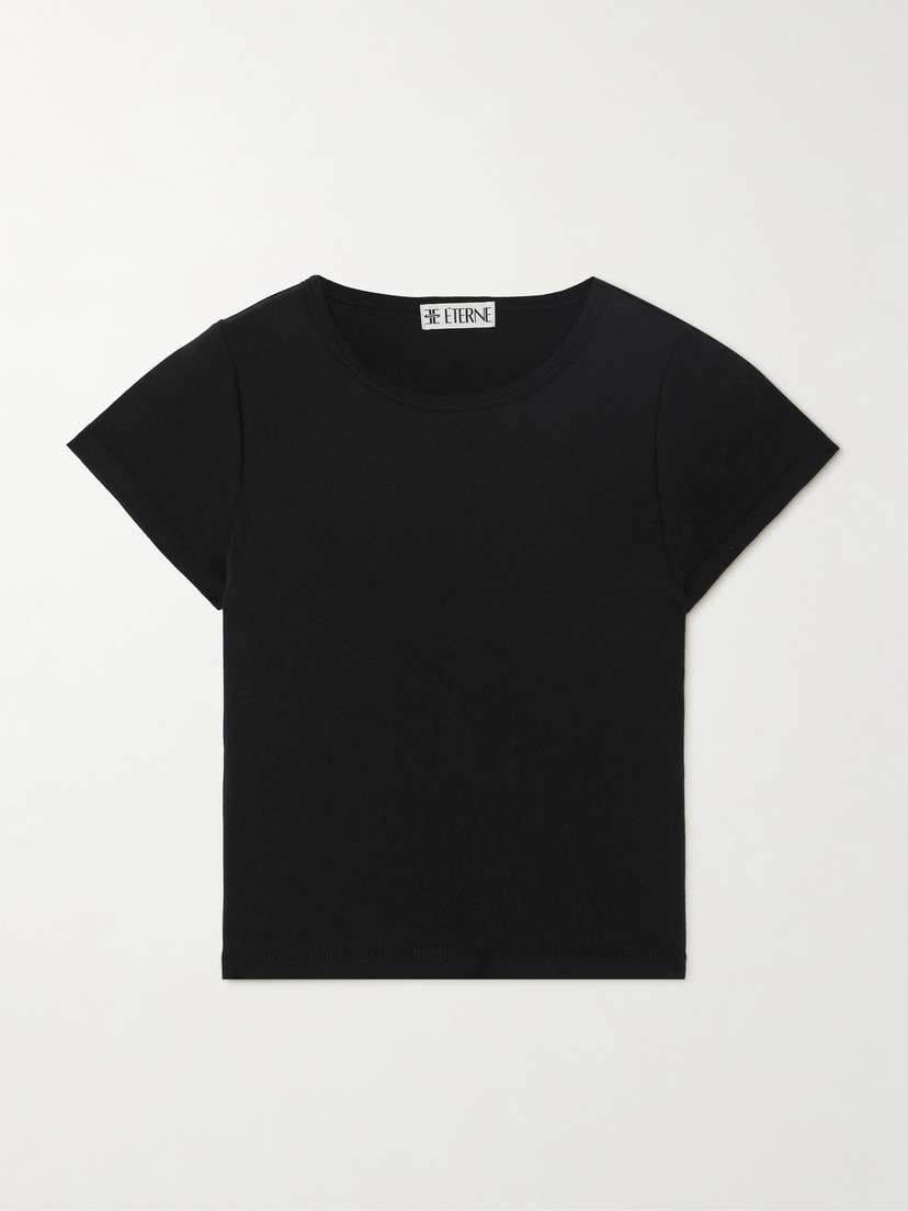 ÉTERNE Short Sleeve Baby Tee Cropped Cotton And Modal-blend Jersey T-shirt