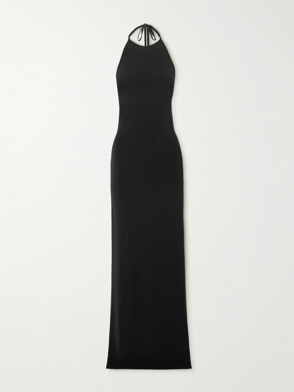 Éterne Valery Open-back Stretch-jersey Halterneck Maxi Dress In Black