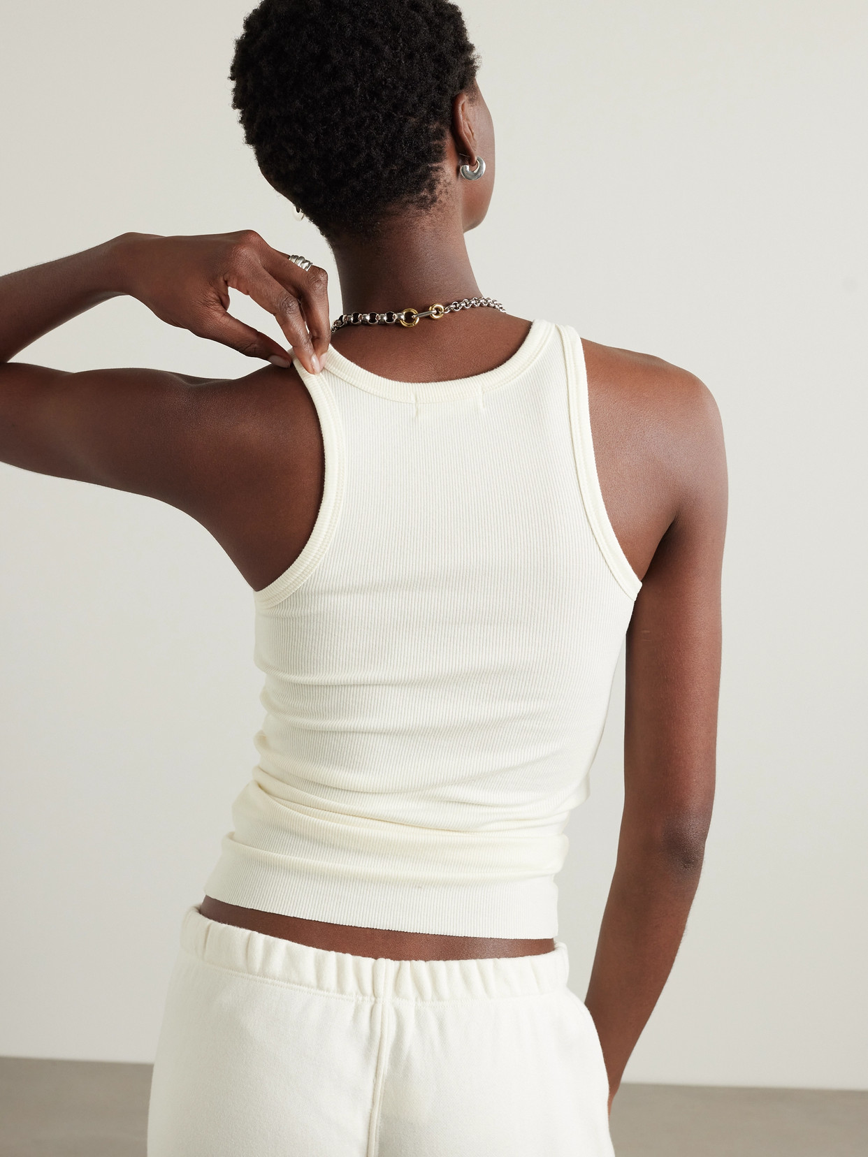 Éterne Ribbed Stretch-jersey Tank In Cream